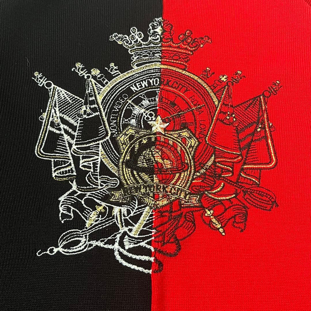 【ストリート系】韓国製 バイカラー ニット セーター 紋章 刺繍 古着 レトロ — image 3