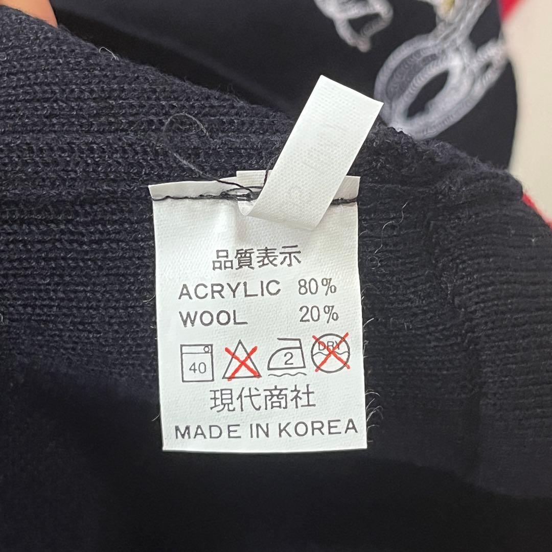 【ストリート系】韓国製 バイカラー ニット セーター 紋章 刺繍 古着 レトロ — image 4