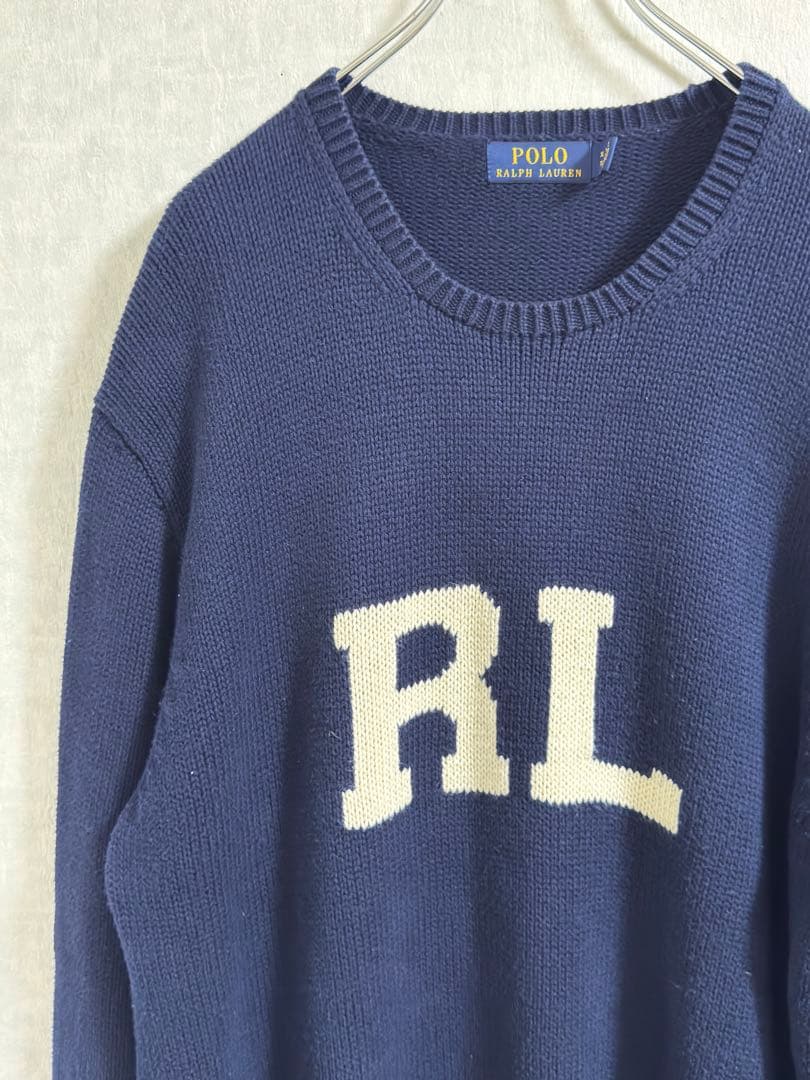 ポロラルフローレン コットンニット セーター RLロゴ ネイビー 紺 XL — image 3
