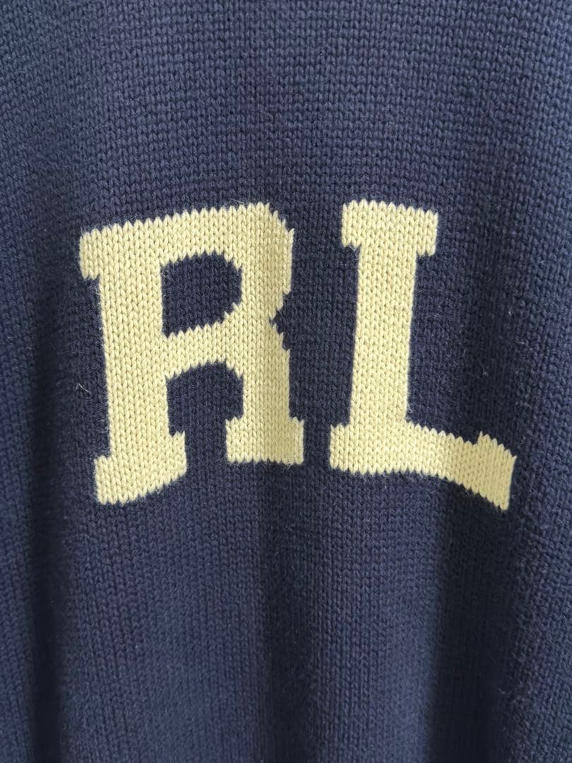 ポロラルフローレン コットンニット セーター RLロゴ ネイビー 紺 XL — image 4