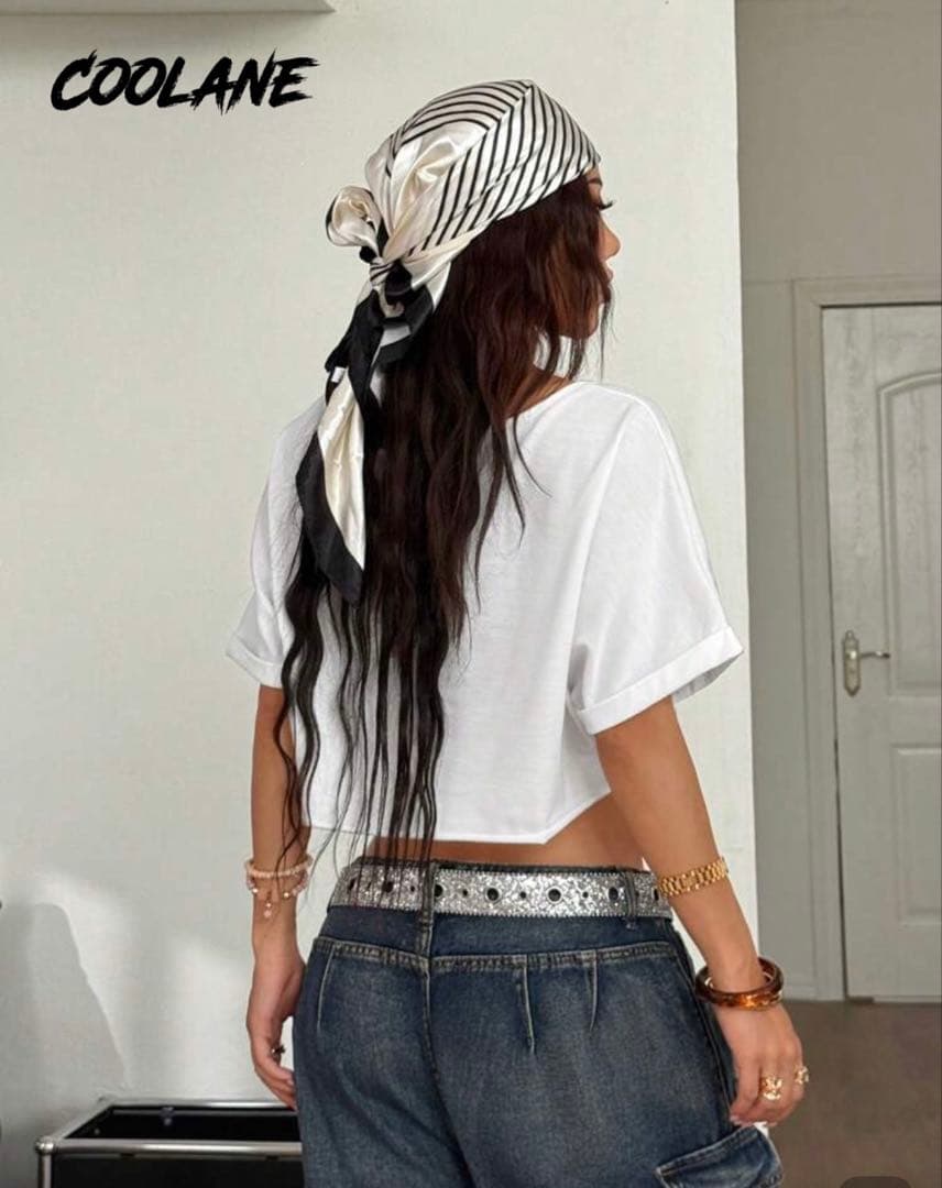 shein COOLANE Voila ロゴ クロップド Tシャツ ホワイト — image 3