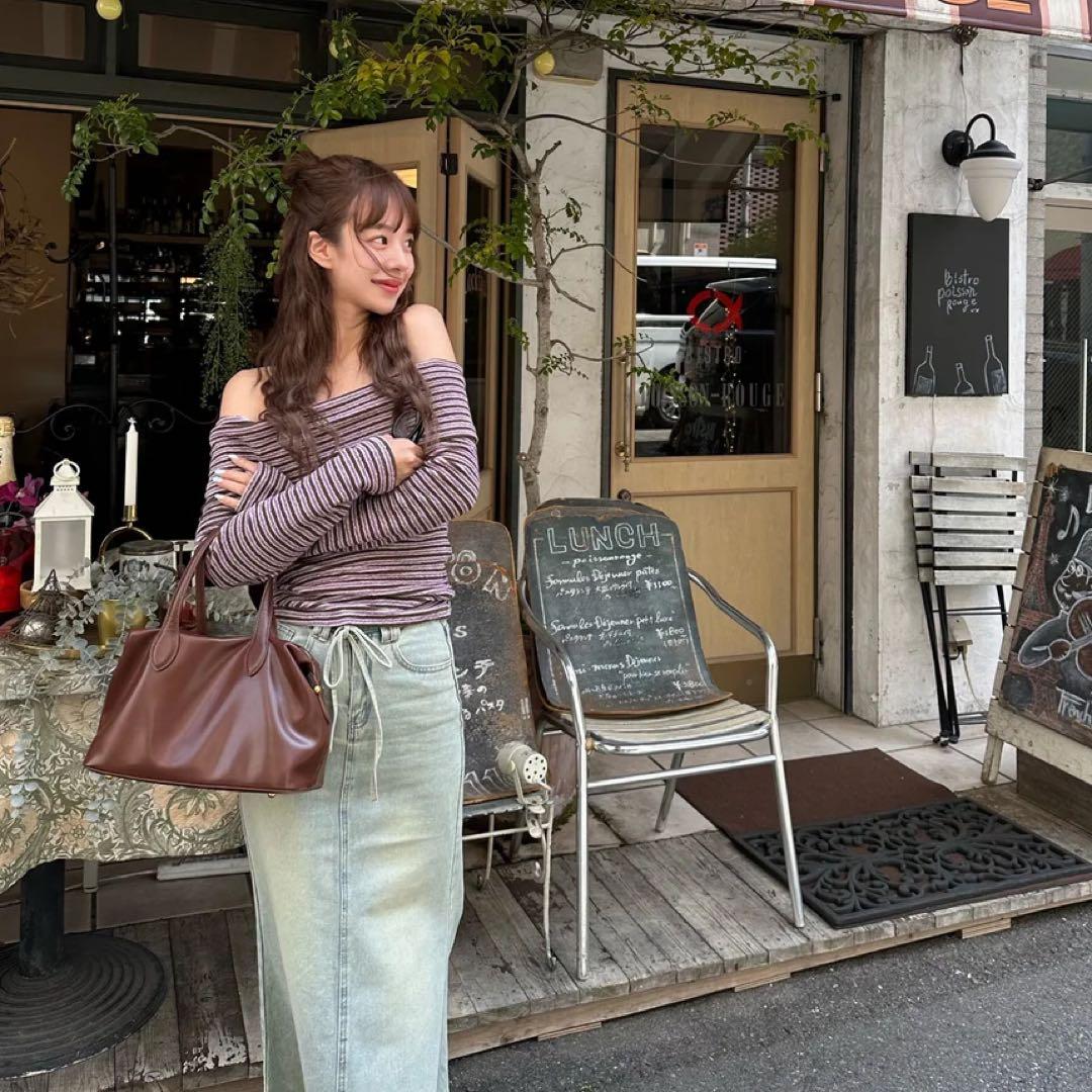nugu uloi ボーダーオフショルダートップ — image 2