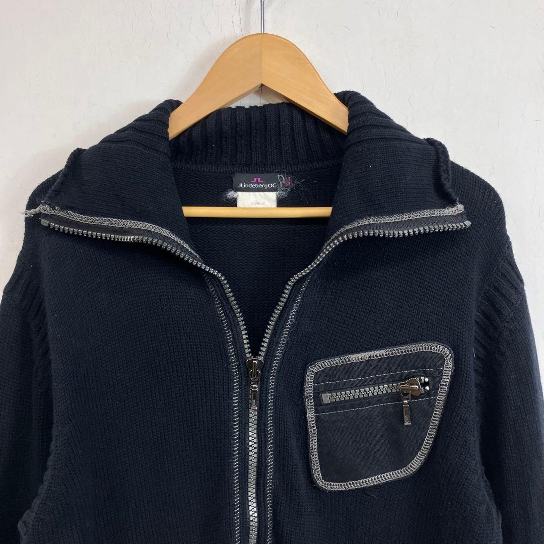 90s J LINDBERG ダブルジップコットンドライバーズニット ジャケット — image 4