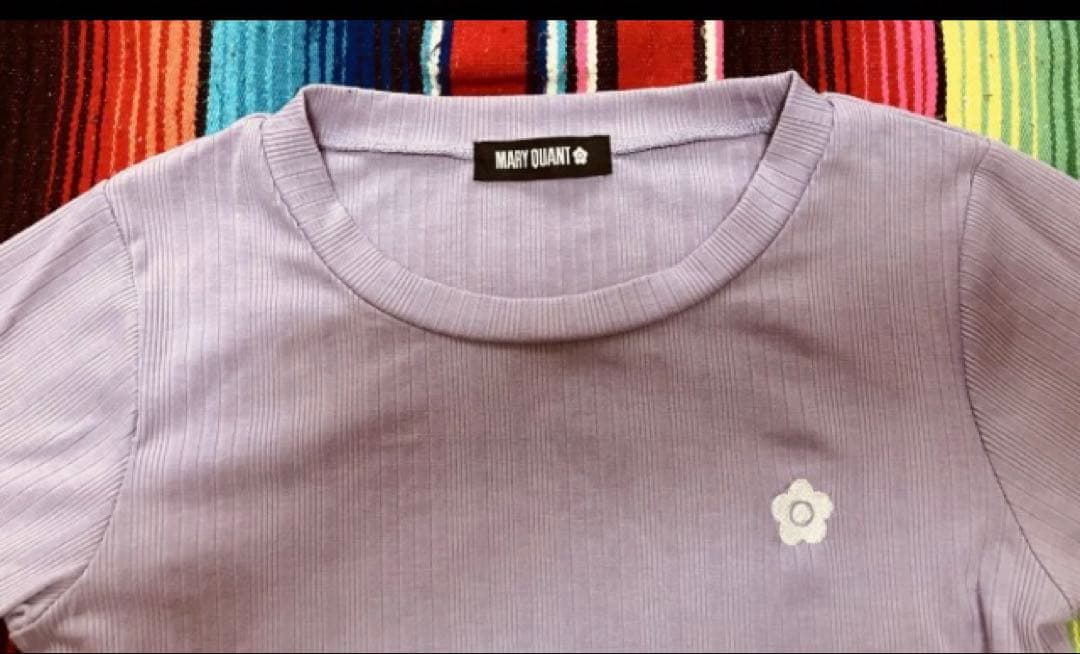 MARY QUANT 半袖 大人可愛いリブTシャツ ラベンダー　M程度の大きさ — image 3