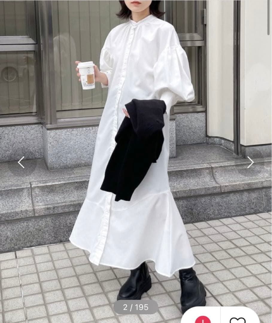 Chillfar ボリュームスリーブマーメイドシャツワンピ — image 3