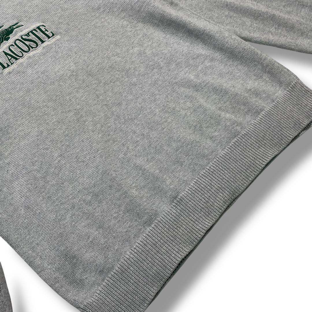 美品 LACOSTE ラコステ デカロゴ コットンニット セーター グレー M — image 5