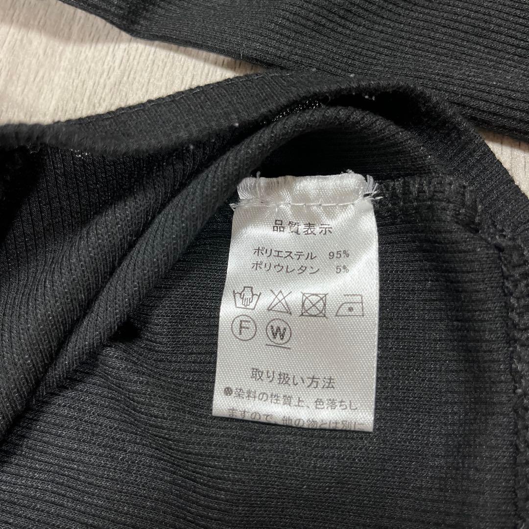 長袖 リブカットソー ブラック スナップボタン — image 2