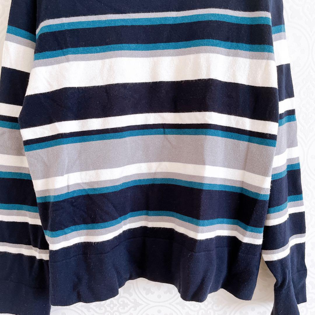 ESPRIT MUR エスプリミュール　Vネックニット　ボーダー　ネイビー　M — image 5