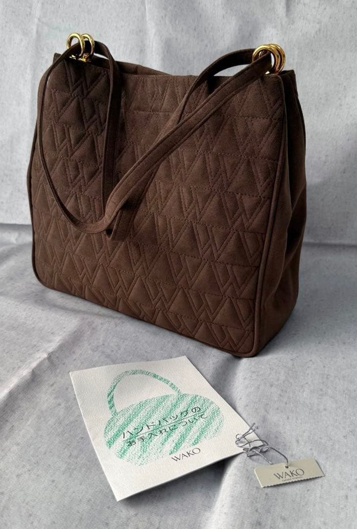WAKO ロゴ キルティング ブラウン トートバッグ bag vintage 茶 — image 2
