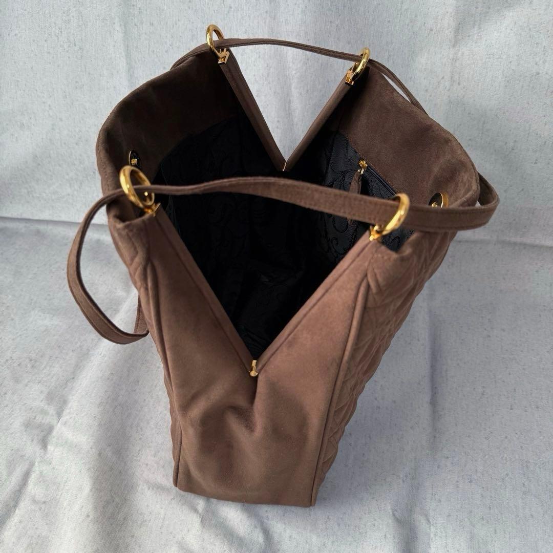 WAKO ロゴ キルティング ブラウン トートバッグ bag vintage 茶 — image 3