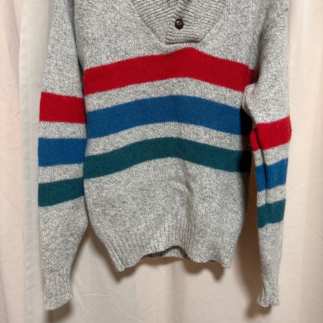 y052401 Eddie Bauer ニットセーター ボーダー 厚手 レッドブ — image 4