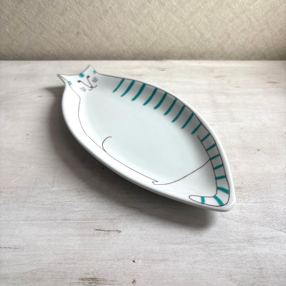 ハレクタニ 猫 ネコ皿 緑 中皿 — image 2
