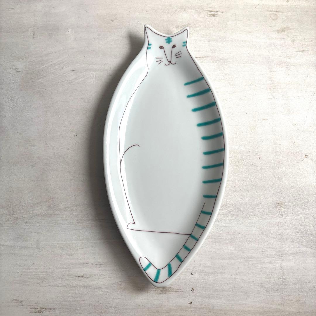 ハレクタニ 猫 ネコ皿 緑 中皿 — image 3