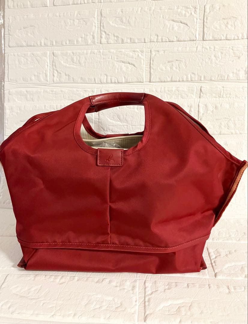 agnès b. VOYAGE✨レッド系　トートバッグ　ナイロン/レザーハンドル — image 3