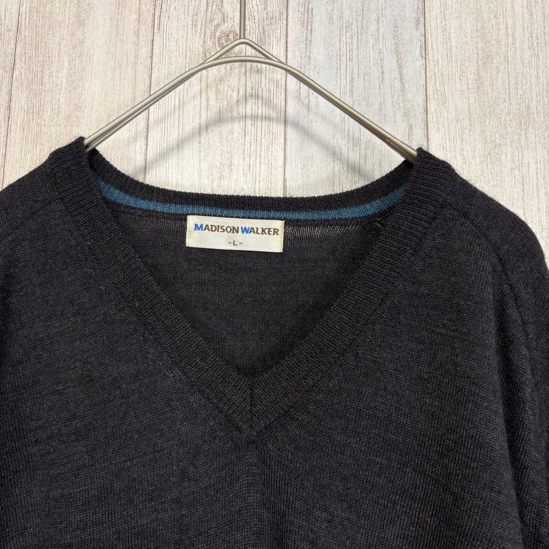 【MADISONWALKER】長袖 薄手ニット セーター 毛混 シンプル 無地 — image 3