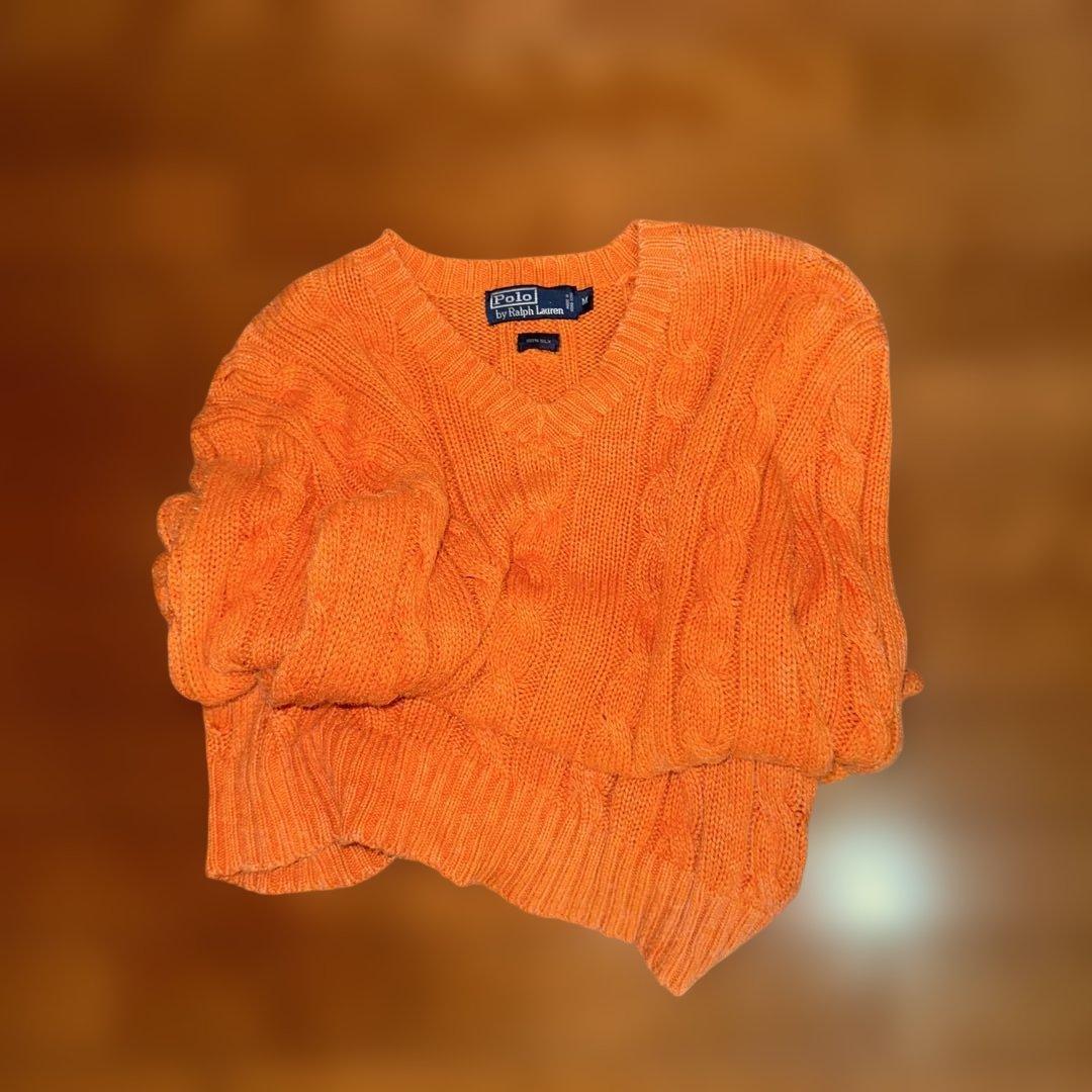 Ralph Lauren 90s silk cable V neck knit — image 2