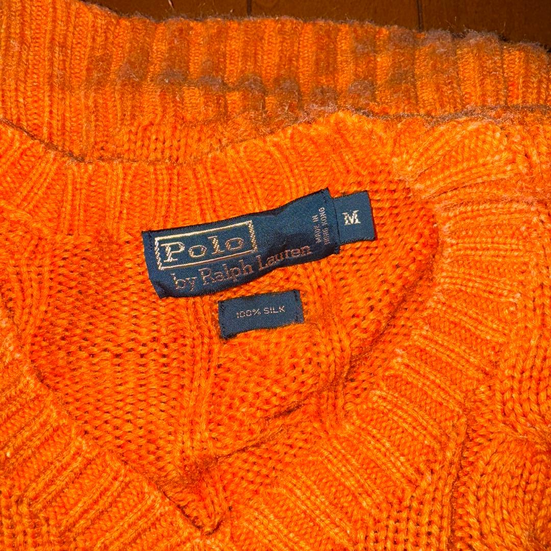 Ralph Lauren 90s silk cable V neck knit — image 4