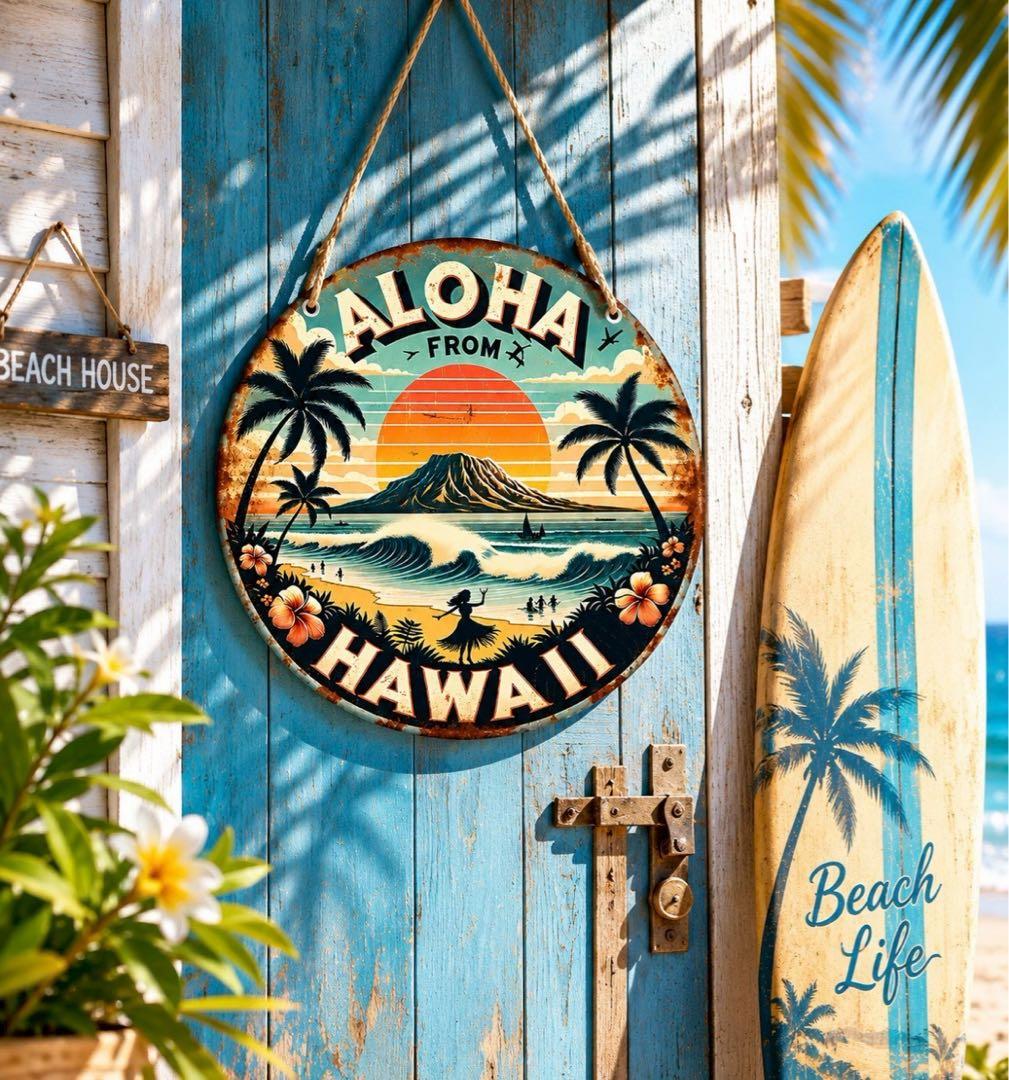 ハワイ ALOHA 壁掛け プレート ハワイアン 海 サーフィン ディスプレイ — image 2
