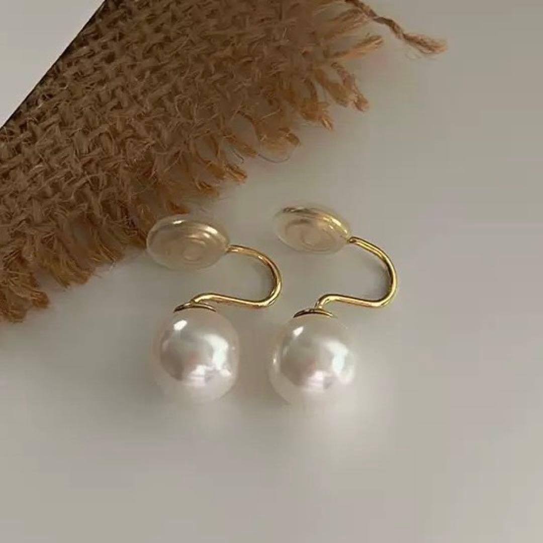 パールイヤリング レディース 痛くない 10mm 結婚式 冠婚葬祭 — image 4