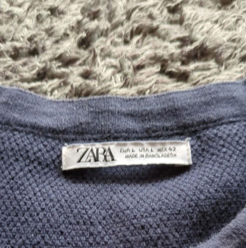 ZARA クルーネック 半袖 ニット ネイビー Lサイズ — image 3