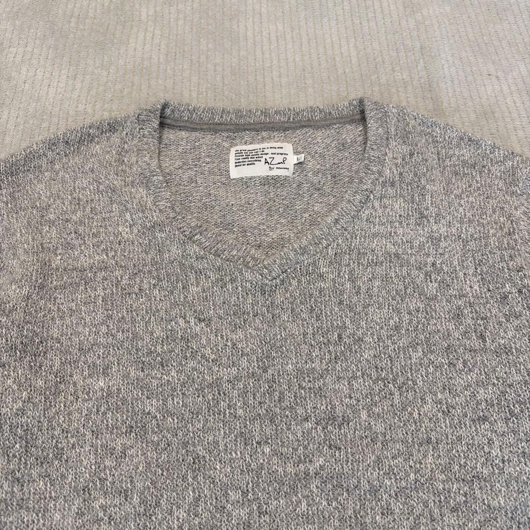 AZUL by moussy Vネック 長袖セーター ライトグレー メンズ L — image 2