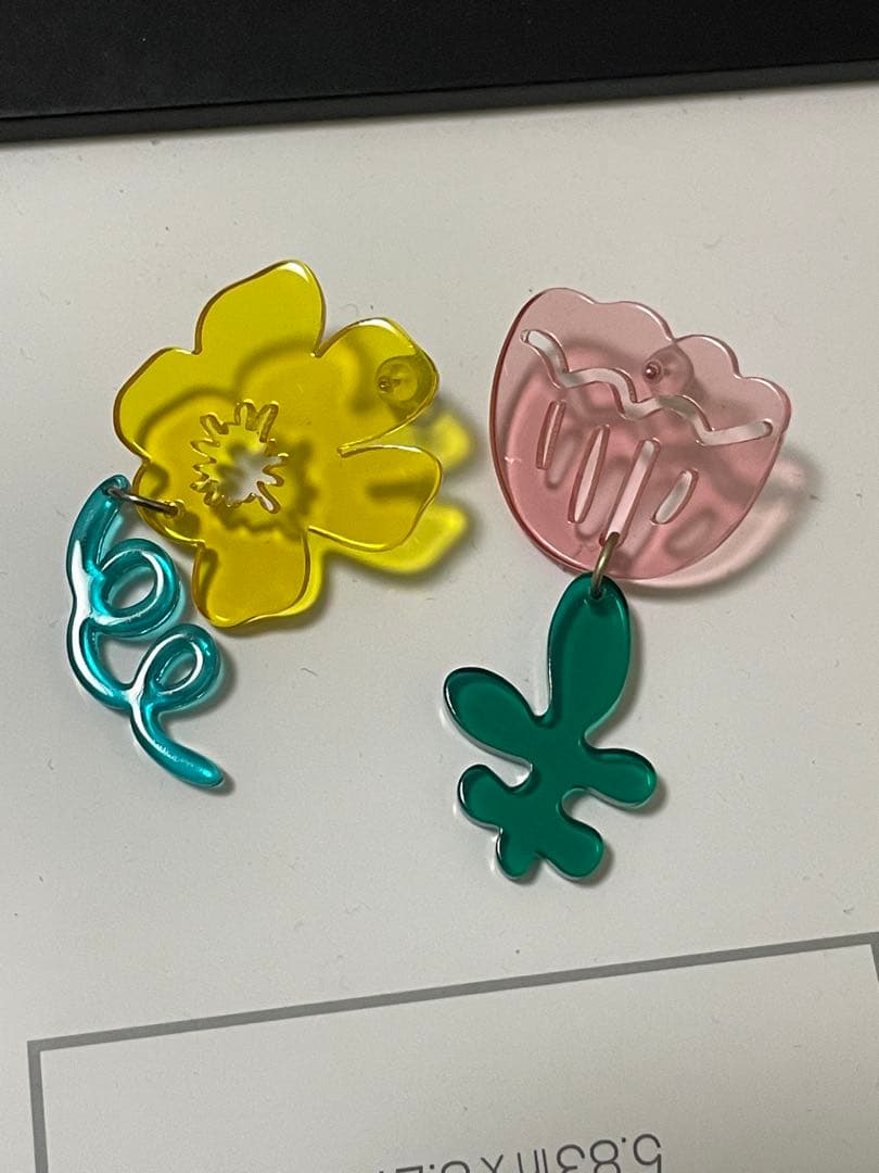お花 フラワー アクリル レトロ ピアス アクセサリー 大ぶり 可愛い 原宿 — image 2