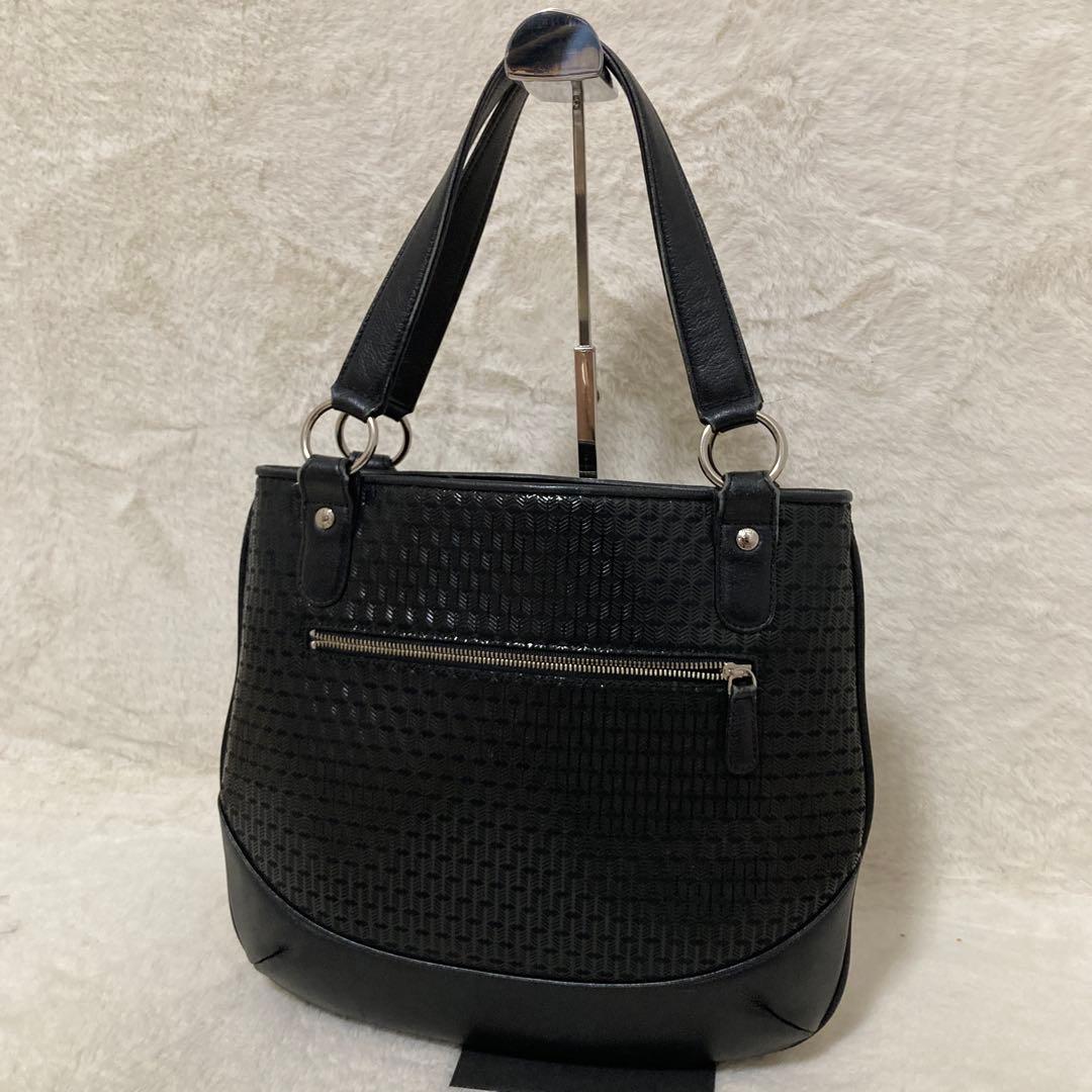 極美品 印傳屋 インデンヤ　トートバッグ　ハンドバッグ 総柄 漆塗り 黒 — image 2