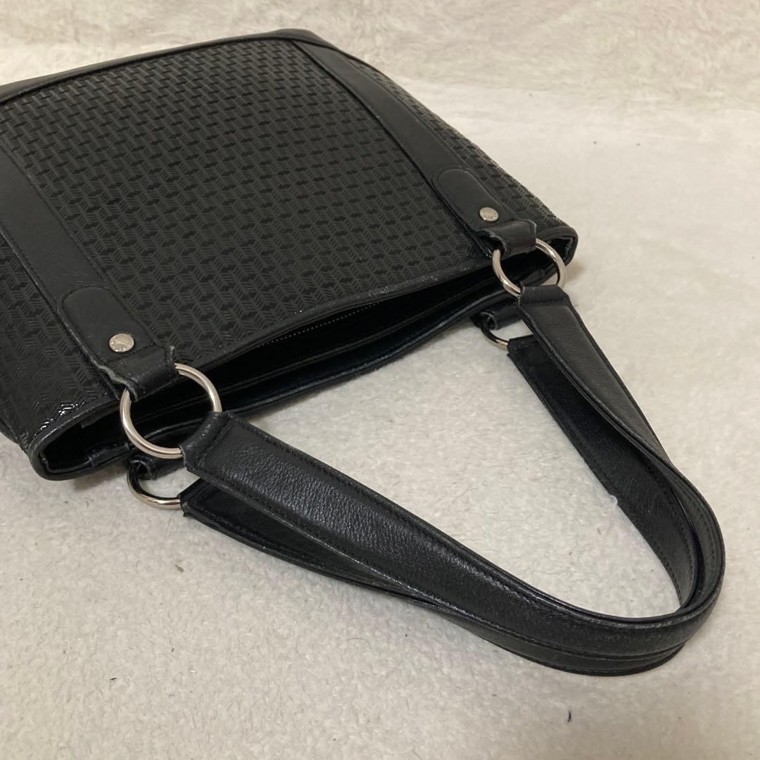 極美品 印傳屋 インデンヤ　トートバッグ　ハンドバッグ 総柄 漆塗り 黒 — image 3