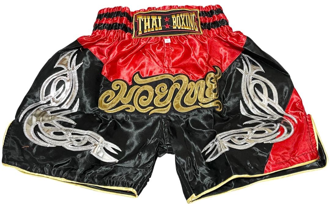 THAI BOXING ムエタイパンツ レッド×ブラック M キック サテン — image 2
