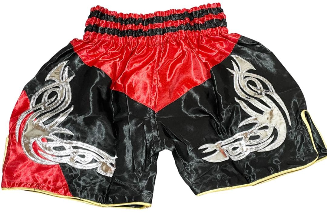 THAI BOXING ムエタイパンツ レッド×ブラック M キック サテン — image 3