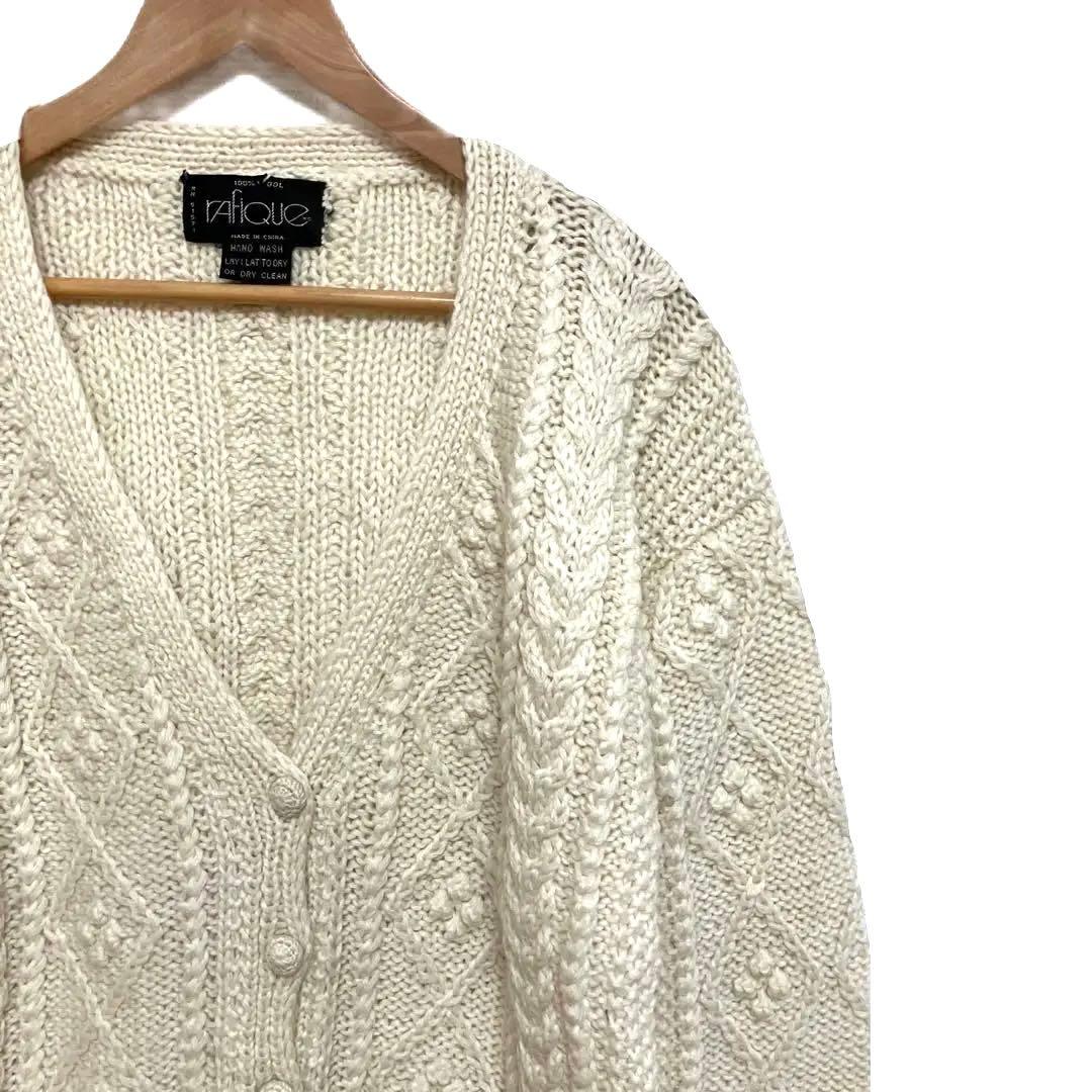 【1000円スタート】90年代 RAFIQUE ウールカーディガン ハンドニット — image 2