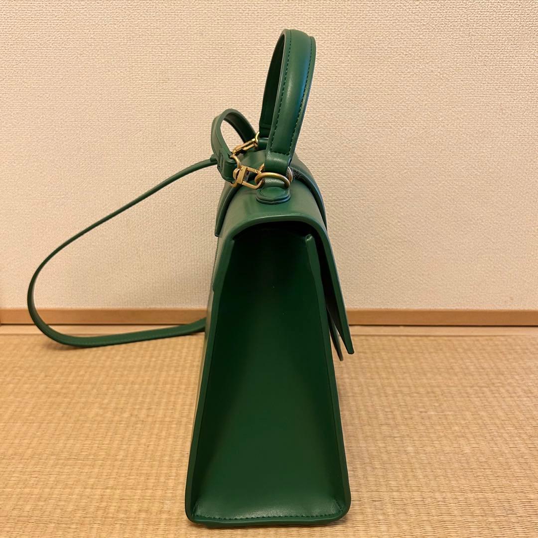 美品★Mila Owen フェイクレザーハンドバッグ★グリーン緑ショルダーバッグ — image 3