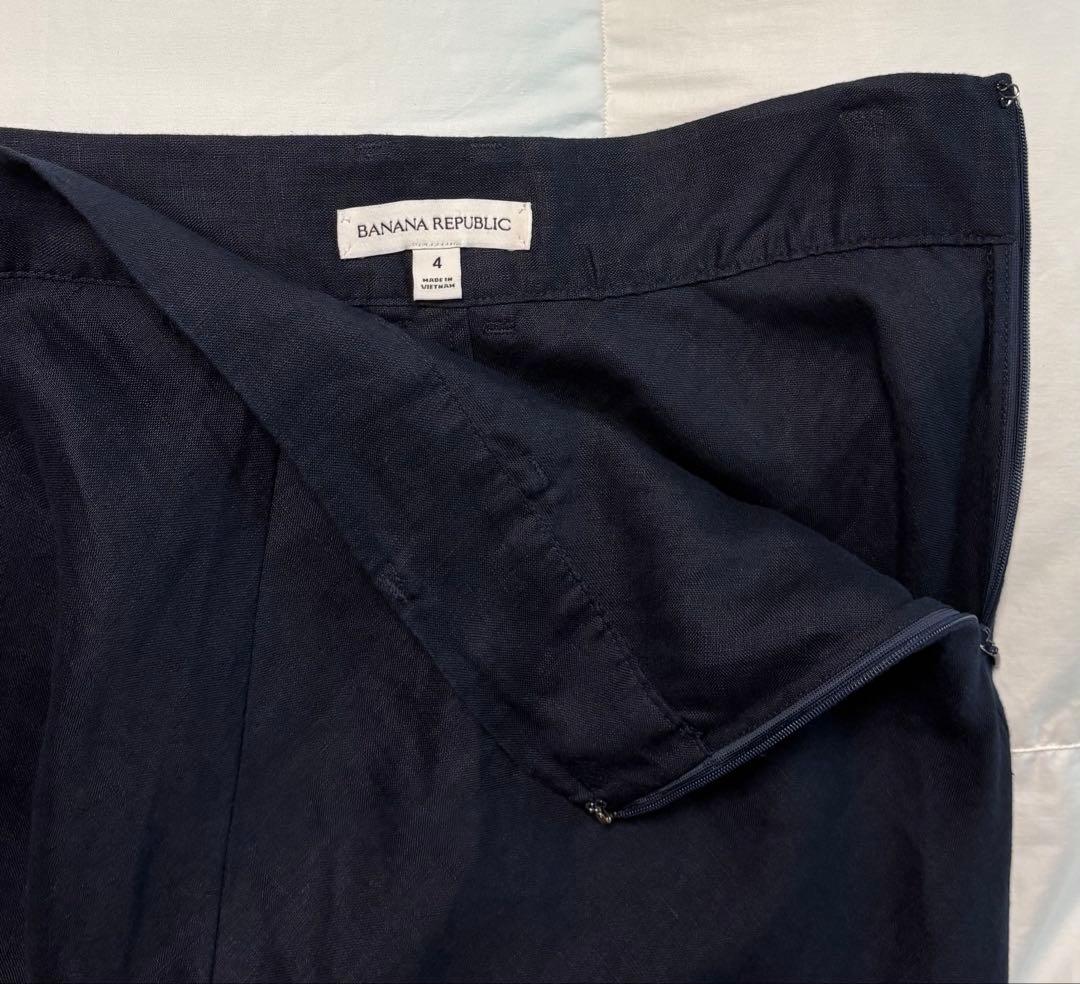 Banana Republic リネン100フレアスカート ネイビー ベルト付 — image 2