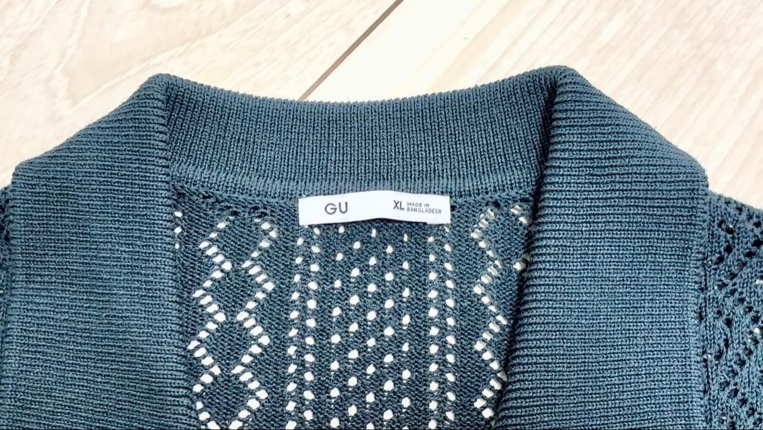 【GU】XLサイズ｜ウォッシャブルメッシュニットシャツ［5分袖〕 — image 3