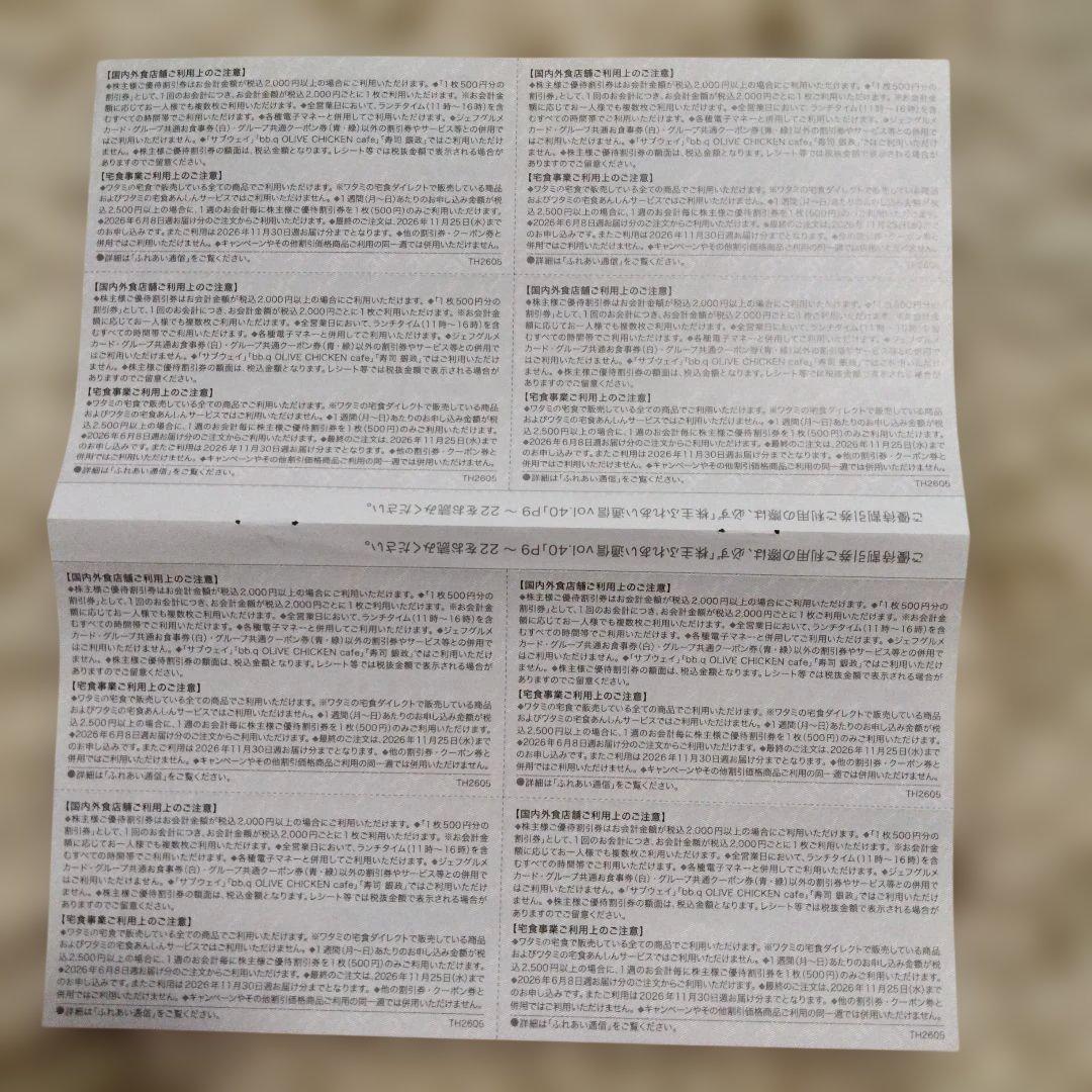 ワタミ 株主様ご優待割引券 500円×8枚 — image 2