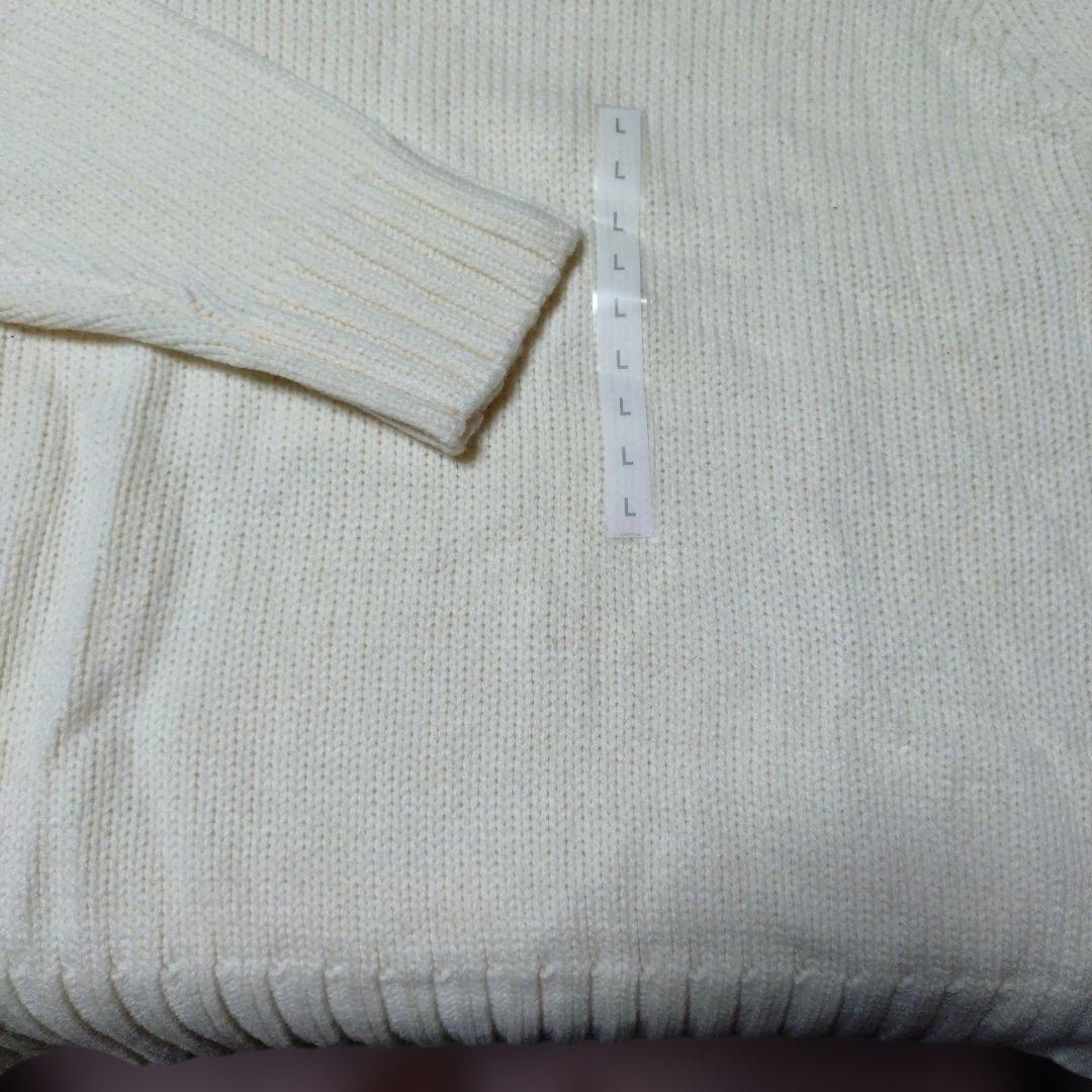 新品未使用 ユニクロ UNIQLOアイボリー タートルニット長袖メンズLサイズ — image 2