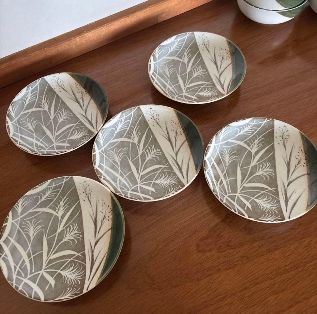 美濃焼き　織部草花　食器セット — image 3