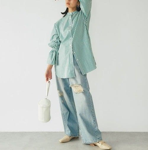 処分 一度着 完売 RIVE DROITE ベルスリーブ シャツチュニック — image 2