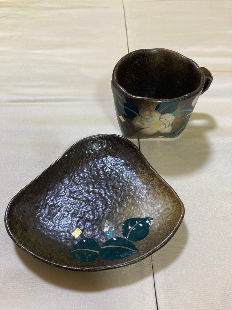 九谷　泉峯　カップ＆ソーサー　ペア — image 3