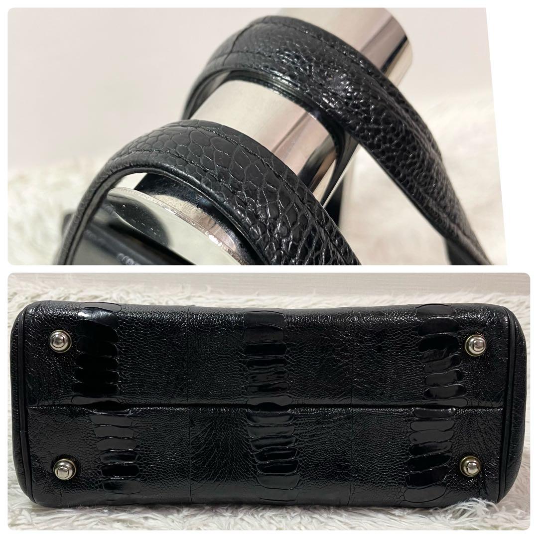 【美品 オーストレッグ】ハンドバック 本革　がま口　ゴールド金具　ブラック — image 5