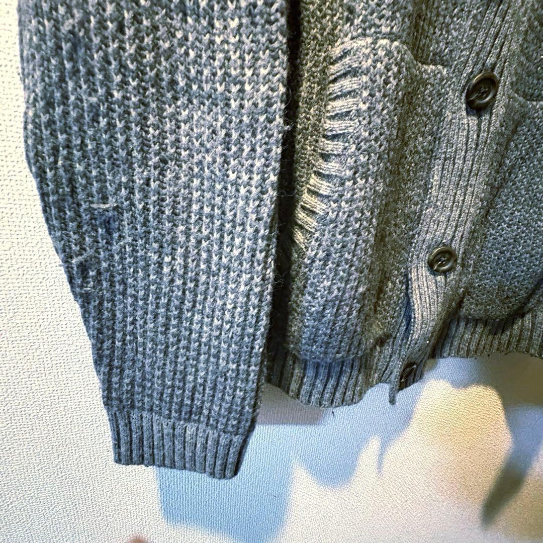 GAP ギャップ ニットカーディガン L グレー 厚手 ワッフル ショールカラー — image 4