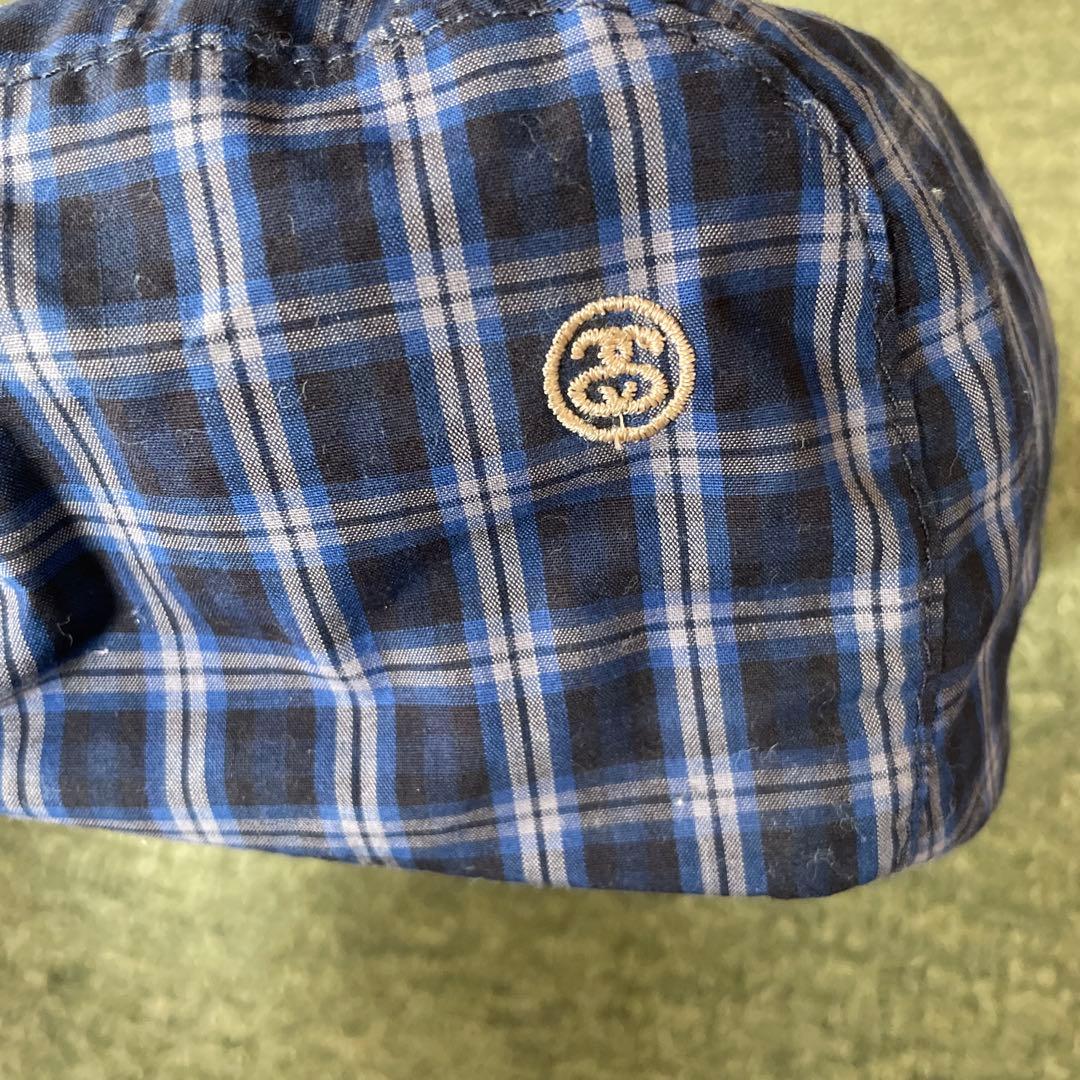 ステューシー　チェック柄 ハンチング帽 ネイビー/ブルー　L、XL — image 3