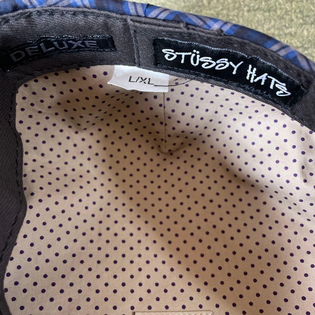 ステューシー　チェック柄 ハンチング帽 ネイビー/ブルー　L、XL — image 5