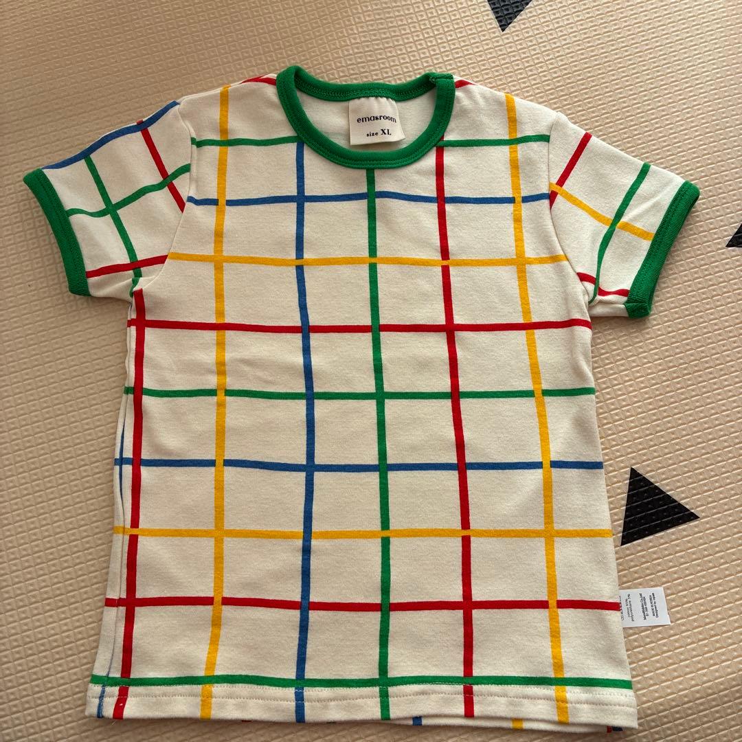 最終お値下げ新品未使用emasroom マルチカラー チェック柄 Tシャツ XL — image 2
