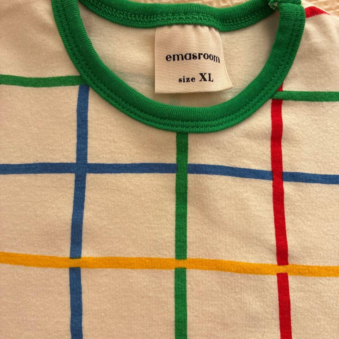 最終お値下げ新品未使用emasroom マルチカラー チェック柄 Tシャツ XL — image 3