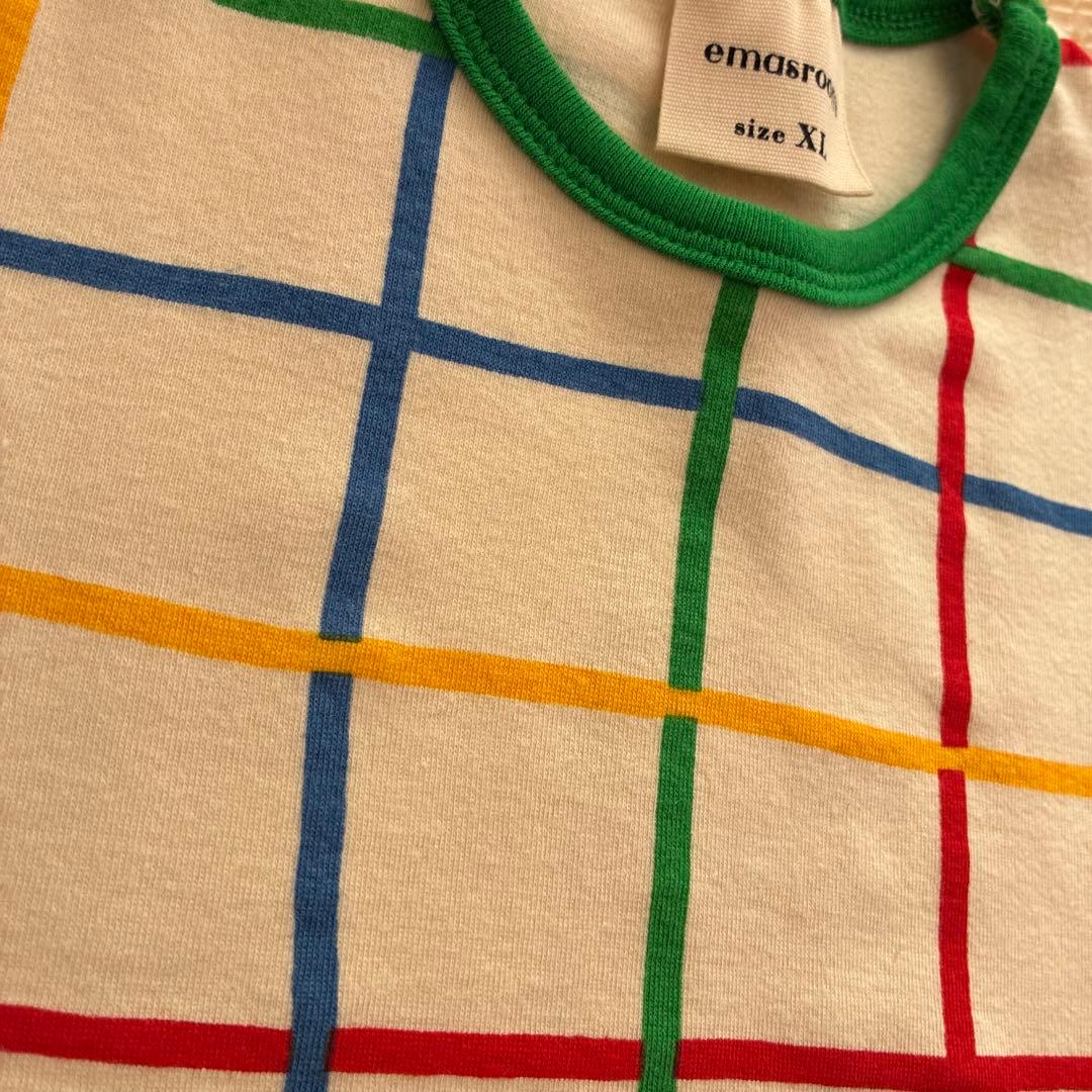 最終お値下げ新品未使用emasroom マルチカラー チェック柄 Tシャツ XL — image 4