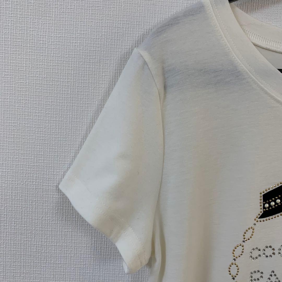【新品同様】ココ パリ ラインストーン ロゴTシャツ 白 レディース 春夏 — image 5