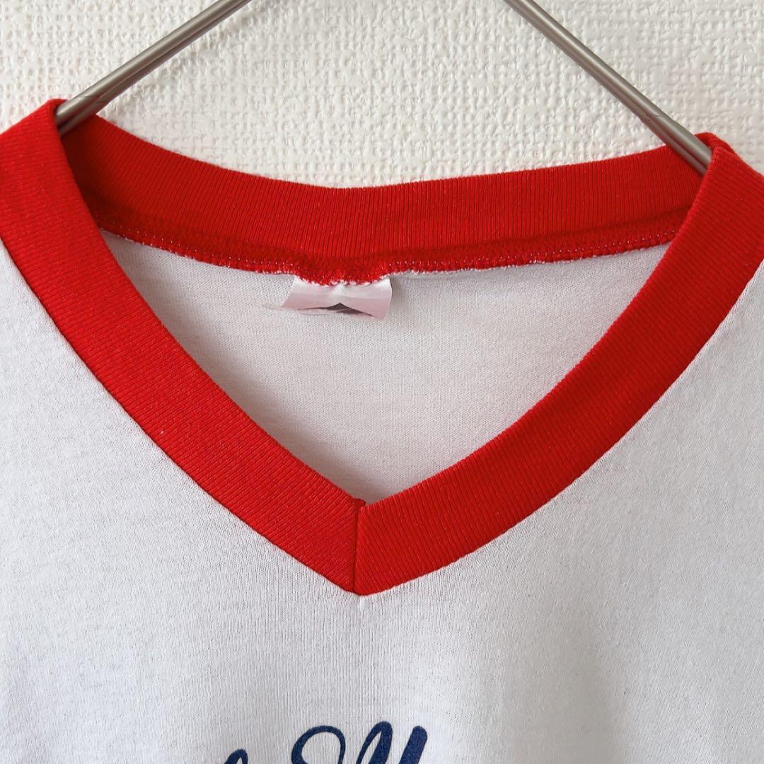 オーガスタ スポーツウェア リンガー Tシャツ Vネック プリント M 白 赤 — image 4