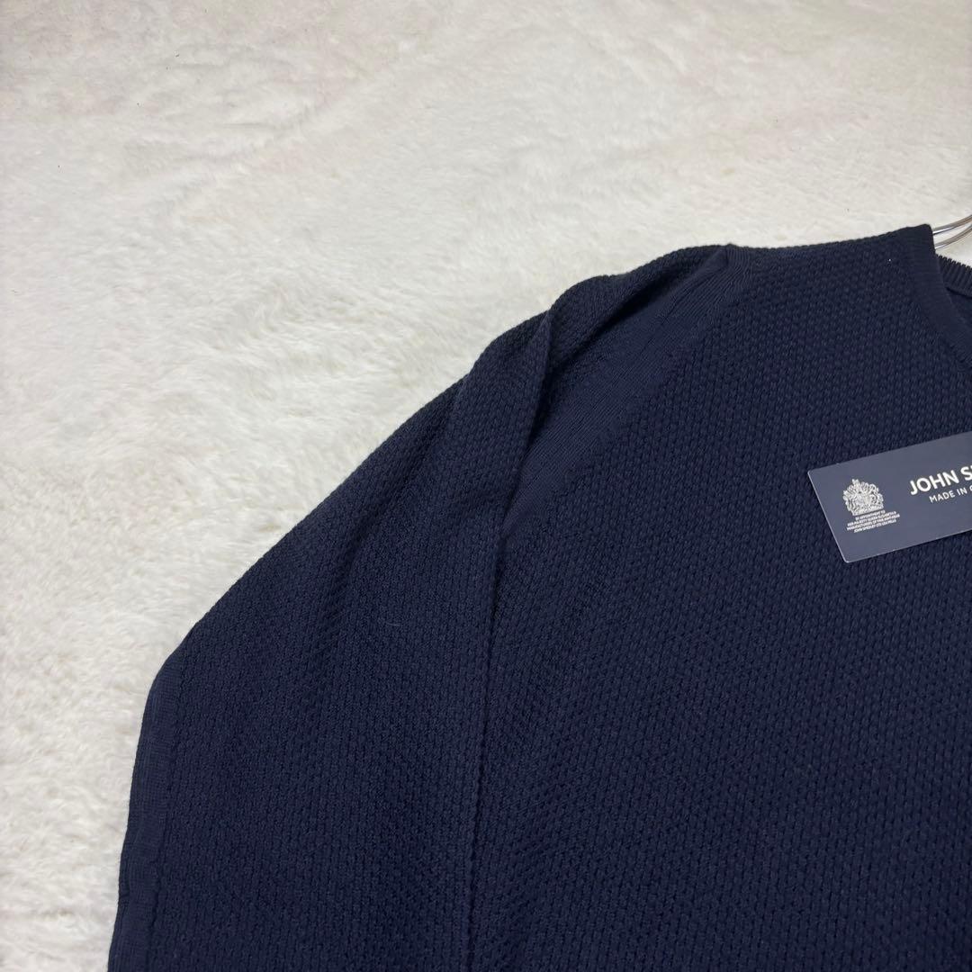 新品未使用　JOHN SMEDLEY サマーニット　クルーネックニット ネイビー — image 3
