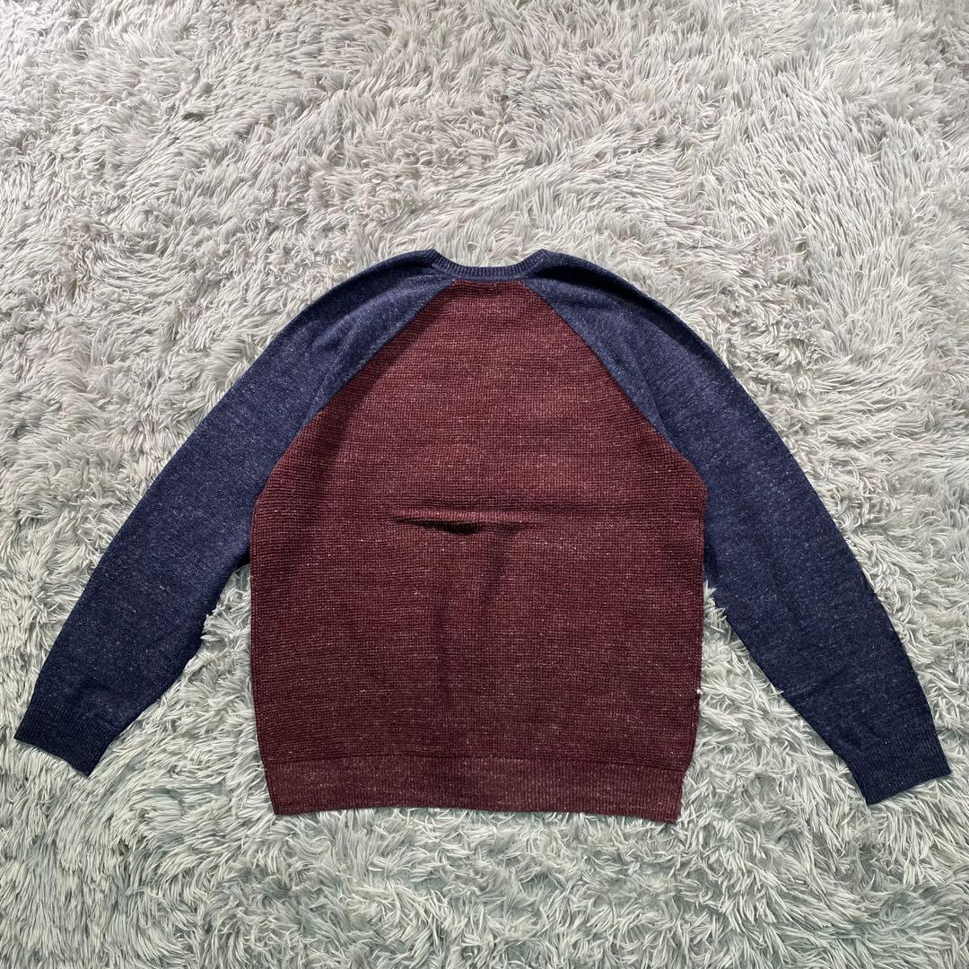 GAP バイカラー ラグランニット L バーガンディ — image 3